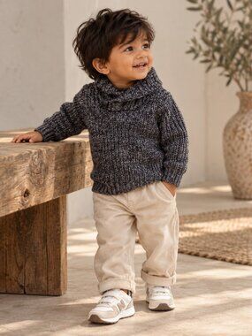 Old Navy Baby Boys Chunky Knit Shawl Collar Sweater Black Gray 12-18M Cotton